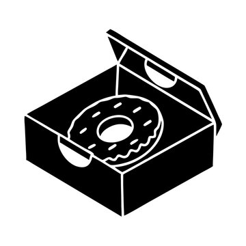 recommend clip art: doughnut box icon, doughnut box silhouette vector illustration-simple silhouette illustration of doughnut box, perfect for doughnut box logos and icons