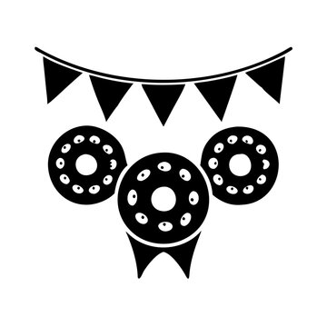 recommend clip art: doughnut party banner icon, doughnut party banner silhouette vector illustration-simple silhouette illustration of doughnut party banner, perfect for doughnut party banner logos and icons