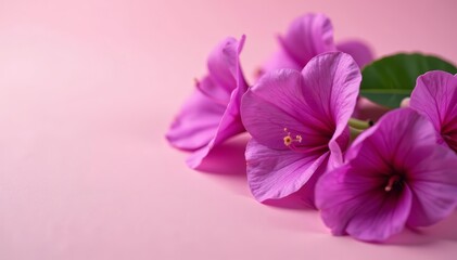 Obraz premium Close-up of purple bougainvillea petals on a pastel pink surface, bloom, exotic, detail