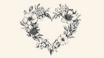 Floral Heart of Love Elegant Watercolor Bouquet for Mother's Day,Generative Ai