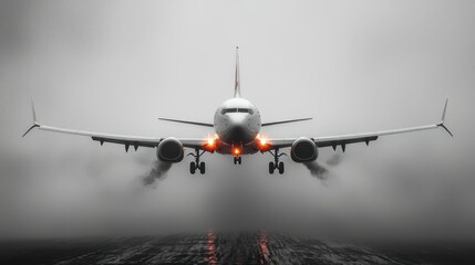 Boeing 737 Landing in Fog: A Dramatic Aerial View