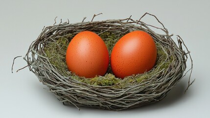 Two Orange Eggs in a Bird's Nest