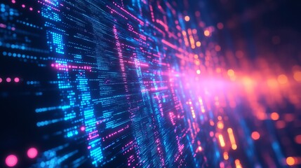 Fototapeta premium Abstract technology background with digital data stream and futuristic network connection design
