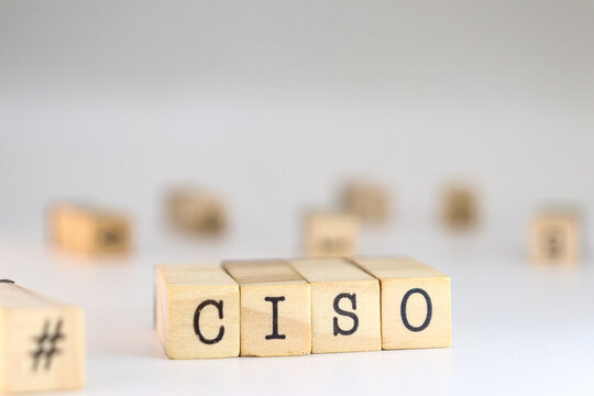 Chief information security officer acronym. word ciso written on wooden cubes isolated on white background with copy space. Concept of data cybersecurity