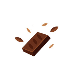 Cacao Nibs and Chocolate Bar on Transparent Background  