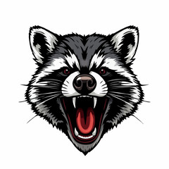 Raccoon Head Vector Silhouette – Screaming Forest Animal Art