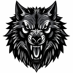 Screaming Wolf Head Vector Illustration – Howling Animal Silhouette