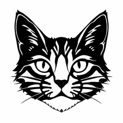 Cat Head Vector Silhouette Illustration – Domestic Feline Art