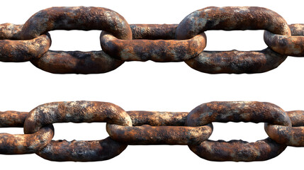 Fototapeta premium Close-up view of a heavy, rusty metal chain showcasing intricate details and textures.