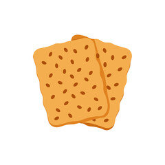 Flaxseed Crackers with Visible Seeds on Transparent Background  