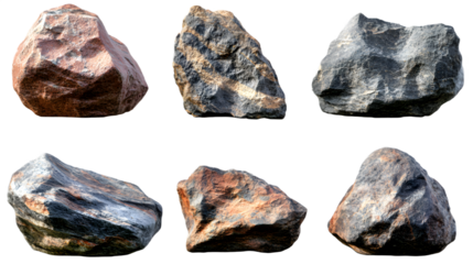 Six unique rocks showcasing various textures and colors, perfect for nature lovers and geology enthusiasts.