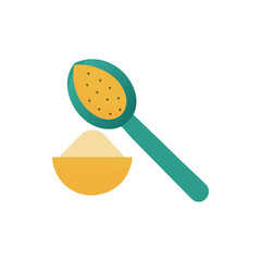 Maca Powder with Measuring Scoop on Transparent Background  