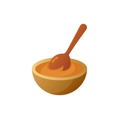 Miso Paste with Wooden Scoop on Transparent Background  