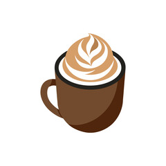 Oat Milk Latte with Foam Art on Transparent Background  