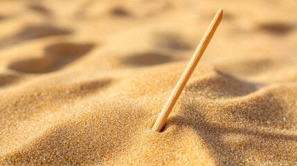 A wooden stick in the sand.