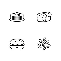Simple Line Art Icons of Breakfast, Lunch, and Grains