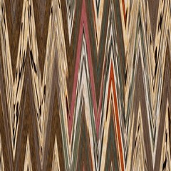 Obraz premium Warm earth tones ikat stripe seamless pattern. Woven fabric effect autumnal brown ombre background design. Space dyed tapestry trend.