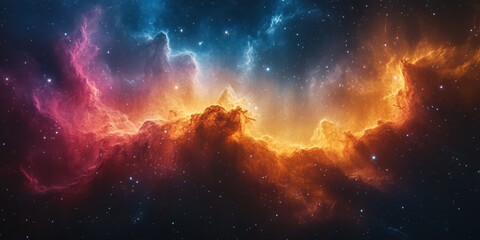 Obraz premium Stunning cosmic nebula displaying vibrant colors and intricate gas formations in deep space