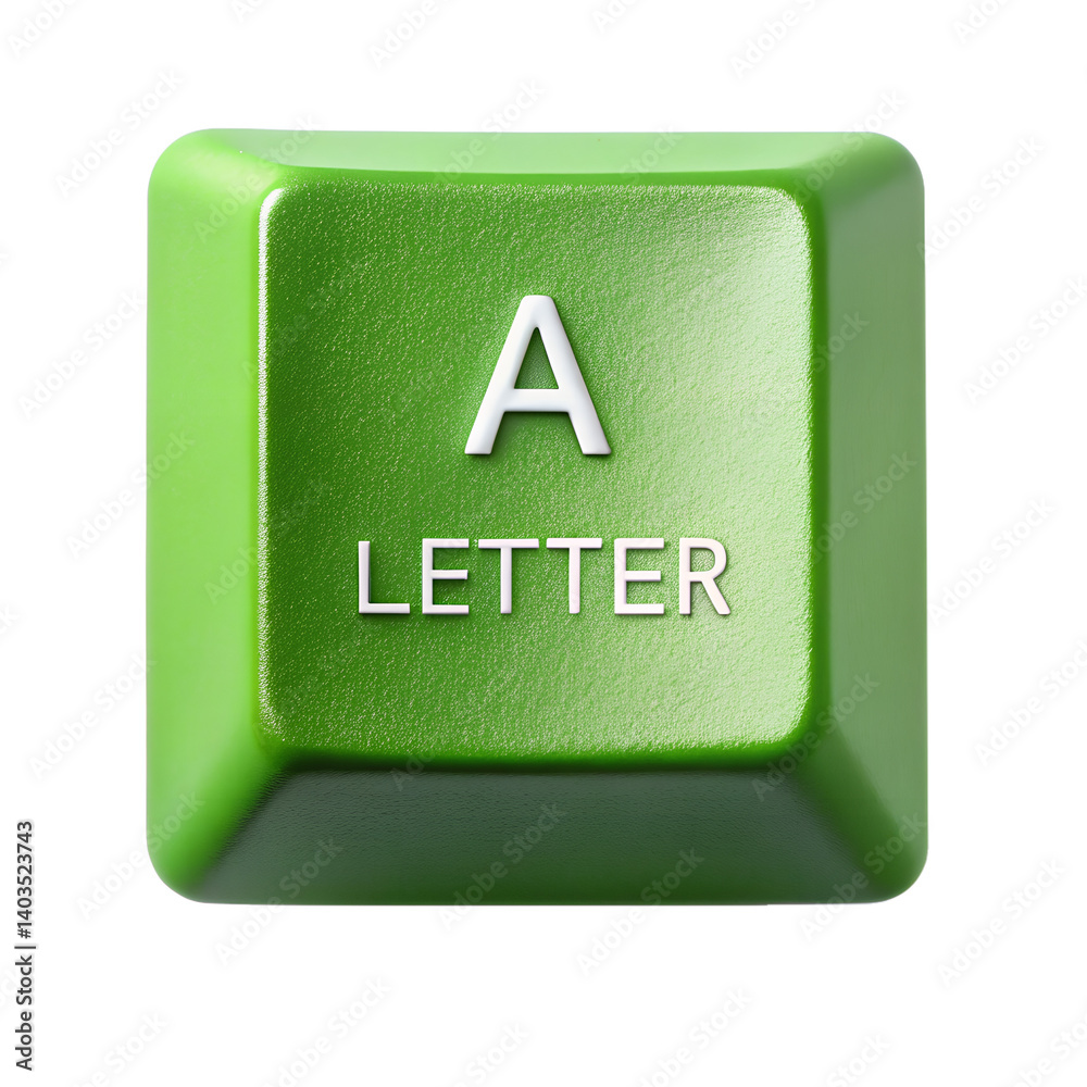 Fototapete keyboard key a green computer isolated on transparent background