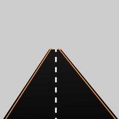 Road To City. Straight empty road through the meadow