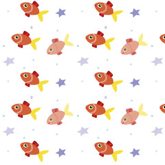 Seamless background with funny baby or calamary Marine pattern