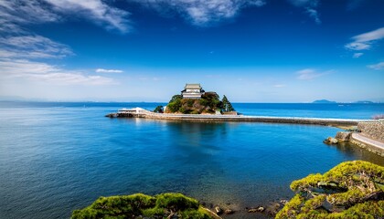 Obraz premium enoshima island under blue sky in kamakura japan
