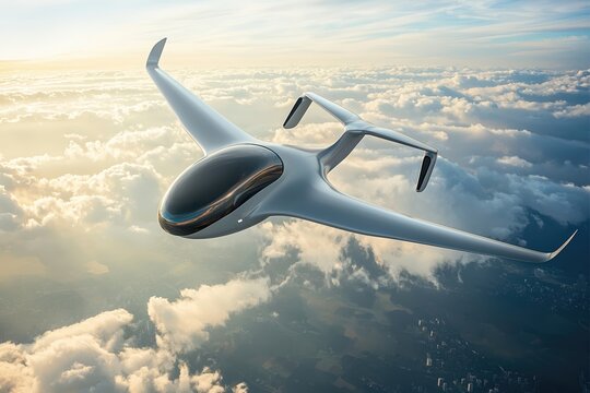 Futuristic Aircraft Soaring Above Cloudscape