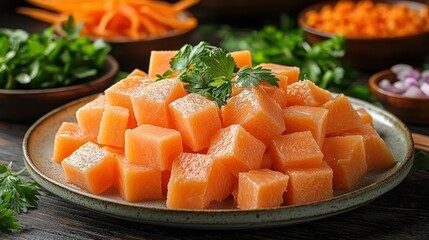 Delicious Salmon Cubes Ready for Cooking