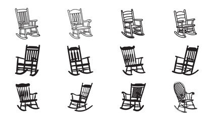 Vintage Rocking Chair Silhouettes Collection

