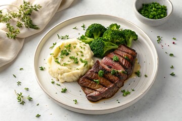 Grilled Chicken Breast with Scrambled Eggs and Roasted Potatoes