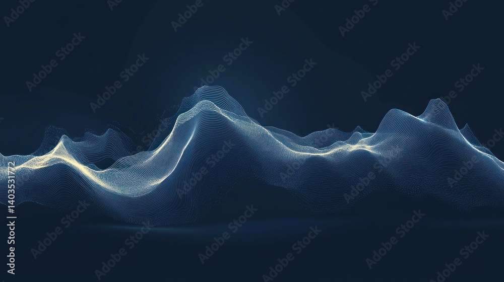 Poster abstract representation of data points forming undulating mountains.