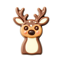 Fototapeta premium Chocolate reindeer figure isolated on transparent background