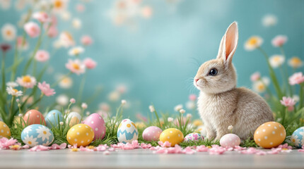 easter bunny and easter eggs