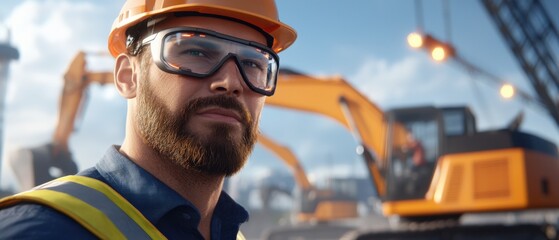 A bustling construction site showcasing the of autonomous and AI-driven technologies to enhance efficiency and productivity in the building process.