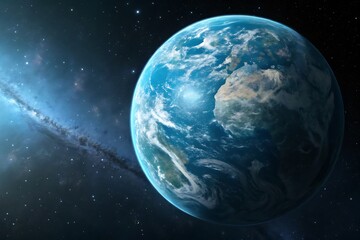 Obraz premium Blue Earth-like Planet in Deep Space