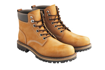 Sturdy tan leather work boots classic lace up design rugged outsole durable construction perfect for