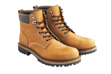 Sturdy tan leather work boots classic lace up design rugged outsole durable construction perfect for