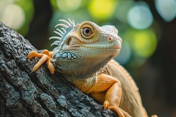 Obraz premium Lizard on tree trunk