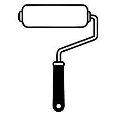 Minimalist Paint Roller Icon Vector: Clean Silhouette Isolated on Transparent Background