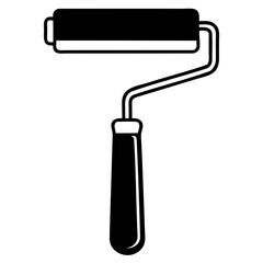 Paint Roller Icon silhouette vector isolated on transparent background