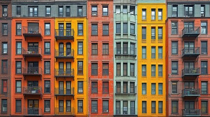 Fototapeta premium Vibrant Cityscape: Architectural Harmony in Colorful Buildings