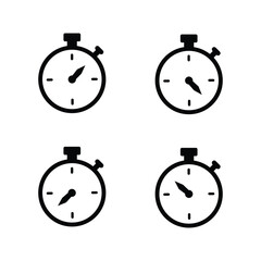 Stop Watch icon with different postion on white round vector button