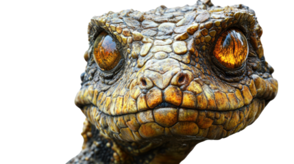 Intense Reptilian Stare: A captivating, up-close portrait of an enigmatic reptile, its eyes brimming with curiosity. The shot captures the intricate details of its textured skin and piercing gaze.