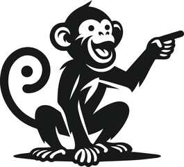 Vector silhouette of a monkey animal black