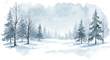 Obraz premium Winter's Watercolor Whisper AI Generated