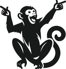 Vector silhouette of a monkey animal black