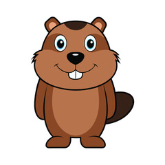 A smiling cartoon beaver