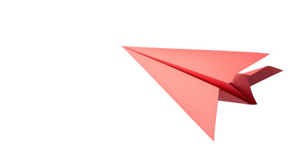 Red Paper Airplane's Soaring Journey: A solitary, red paper airplane takes flight, symbolizing dreams, freedom, and the pursuit of new horizons. It embodies simplicity and innovation.
