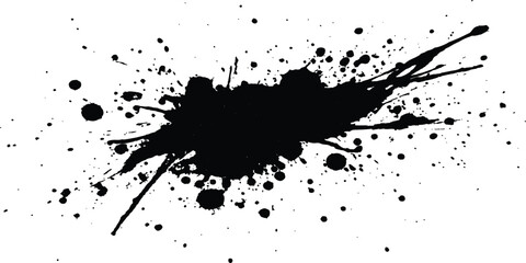 Vector simple black brush stroke on a clean white background. Abstract black in splash, paint, brush strokes, stain grunge isolated on white background,	
