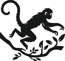 Vector silhouette of a monkey animal black